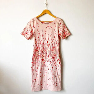 Nadya Toto Pink Geometric Short Sleeve Dress Sz M